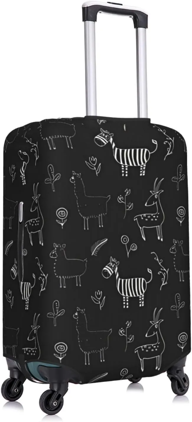 Travel Luggage Cover Suitcase Elastic Washable Stretch Alpaca Zebra Doodles Suitcase Protector Bag,Anti-Scratch Spandex Double-Sided Baggage Covers For Wheeled Suitcase Kid Adult,Medium