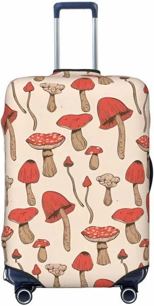 Travel Luggage Cover Suitcase Elastic Washable Stretch Autumn Forest Mushrooms Psychedelic Suitcase Protector Bag,Anti-Scratch Dust-Proof Double-Sided Baggage Covers,Small