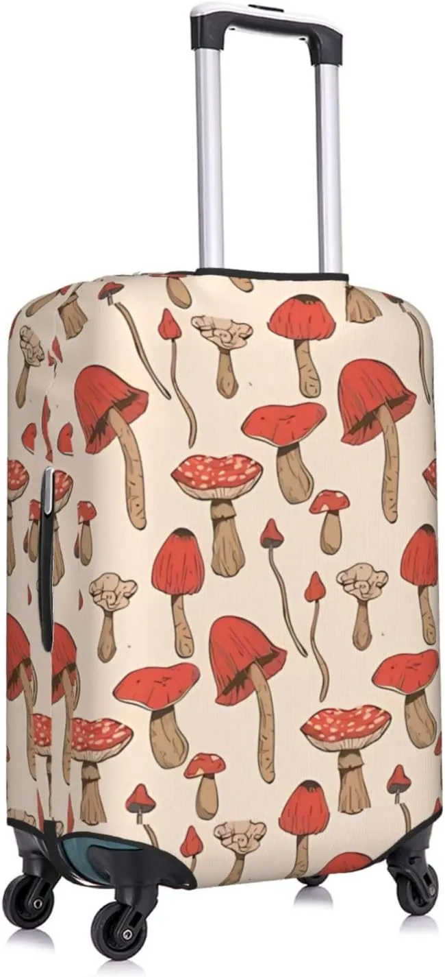 Travel Luggage Cover Suitcase Elastic Washable Stretch Autumn Forest Mushrooms Psychedelic Suitcase Protector Bag,Anti-Scratch Dust-Proof Double-Sided Baggage Covers,Small