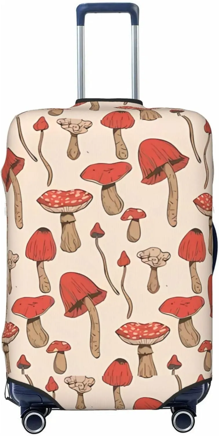 Travel Luggage Cover Suitcase Elastic Washable Stretch Autumn Forest Mushrooms Psychedelic Suitcase Protector Bag,Anti-Scratch Dust-Proof Double-Sided Baggage Covers,Small