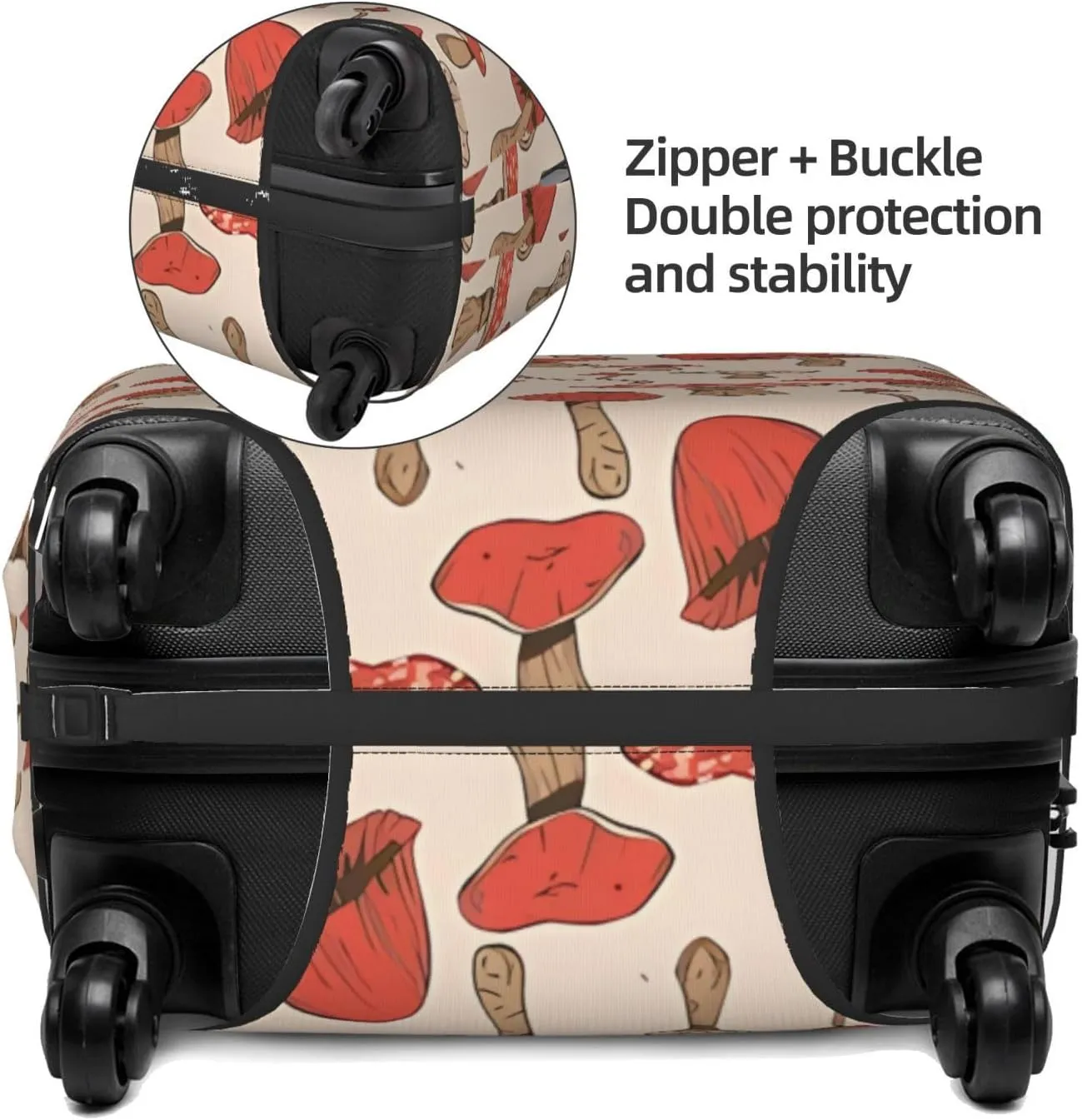 Travel Luggage Cover Suitcase Elastic Washable Stretch Autumn Forest Mushrooms Psychedelic Suitcase Protector Bag,Anti-Scratch Dust-Proof Double-Sided Baggage Covers,Small