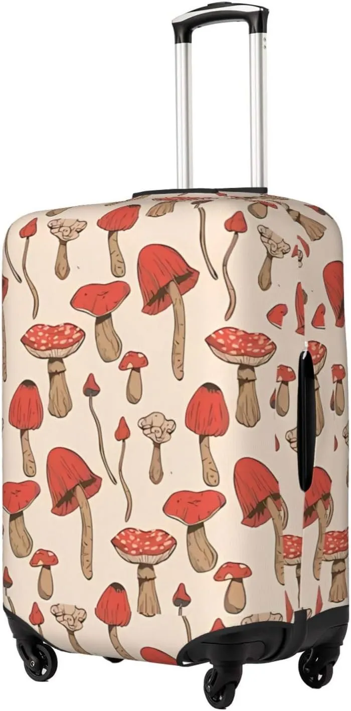 Travel Luggage Cover Suitcase Elastic Washable Stretch Autumn Forest Mushrooms Psychedelic Suitcase Protector Bag,Anti-Scratch Dust-Proof Double-Sided Baggage Covers,Small