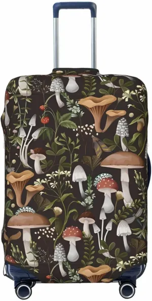Travel Luggage Cover Suitcase Elastic Washable Stretch Autumn Mushrooms Plants Suitcase Protector Bag,Anti-Scratch Spandex With Zipper Closure Baggage Covers For Wheeled Suitcase Kid Adult