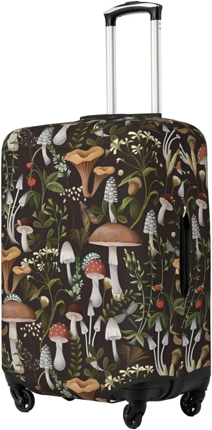 Travel Luggage Cover Suitcase Elastic Washable Stretch Autumn Mushrooms Plants Suitcase Protector Bag,Anti-Scratch Spandex With Zipper Closure Baggage Covers For Wheeled Suitcase Kid Adult