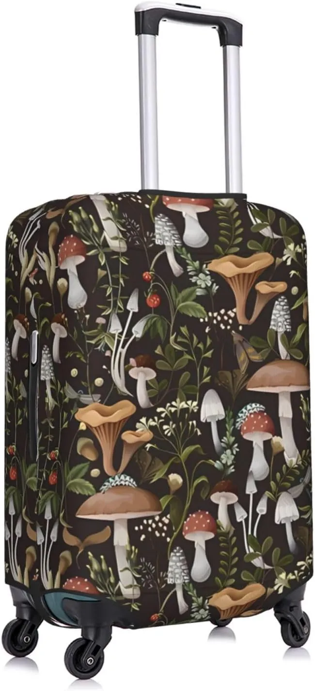 Travel Luggage Cover Suitcase Elastic Washable Stretch Autumn Mushrooms Plants Suitcase Protector Bag,Anti-Scratch Spandex With Zipper Closure Baggage Covers For Wheeled Suitcase Kid Adult