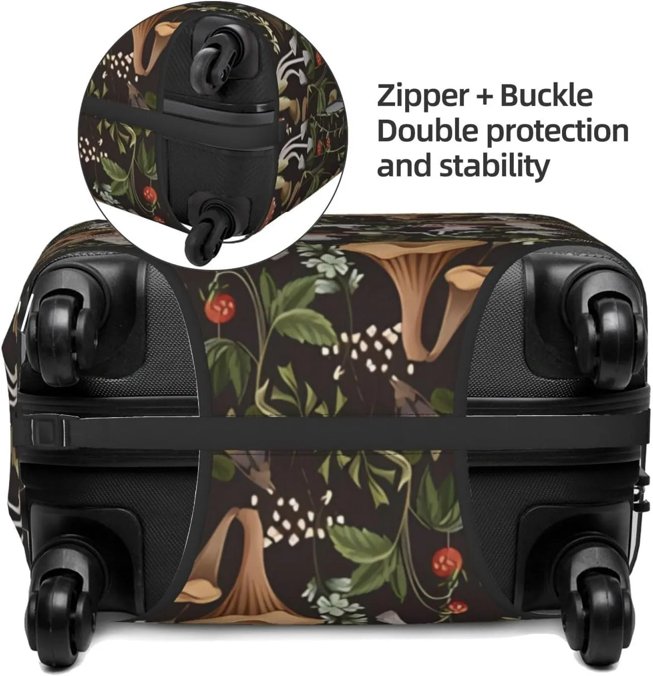 Travel Luggage Cover Suitcase Elastic Washable Stretch Autumn Mushrooms Plants Suitcase Protector Bag,Anti-Scratch Spandex With Zipper Closure Baggage Covers For Wheeled Suitcase Kid Adult
