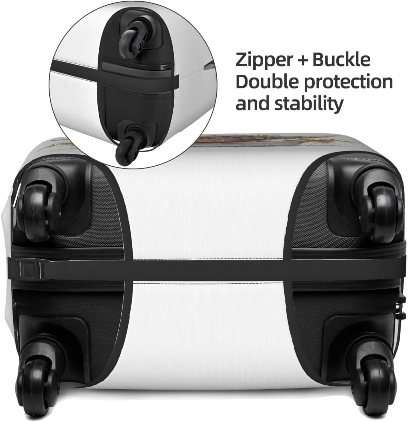 Travel Luggage Cover Suitcase Elastic Washable Stretch Baby Highland Cow White Suitcase Protector Bag,Anti-Scratch Dust-Proof With Zipper Closure Baggage Covers For Wheeled Suitcase Kid Adult,Small