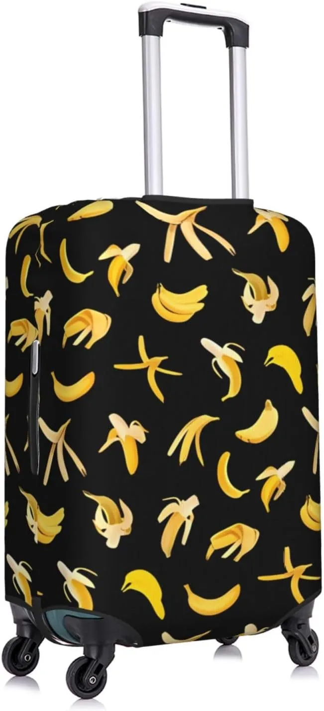 Travel Luggage Cover Suitcase Elastic Washable Stretch Banana Black Suitcase Protector Bag,Anti-Scratch Spandex With Zipper Closure Baggage Covers For Wheeled Suitcase Kid Adult