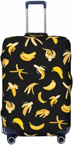 Travel Luggage Cover Suitcase Elastic Washable Stretch Banana Black Suitcase Protector Bag,Anti-Scratch Spandex With Zipper Closure Baggage Covers For Wheeled Suitcase Kid Adult