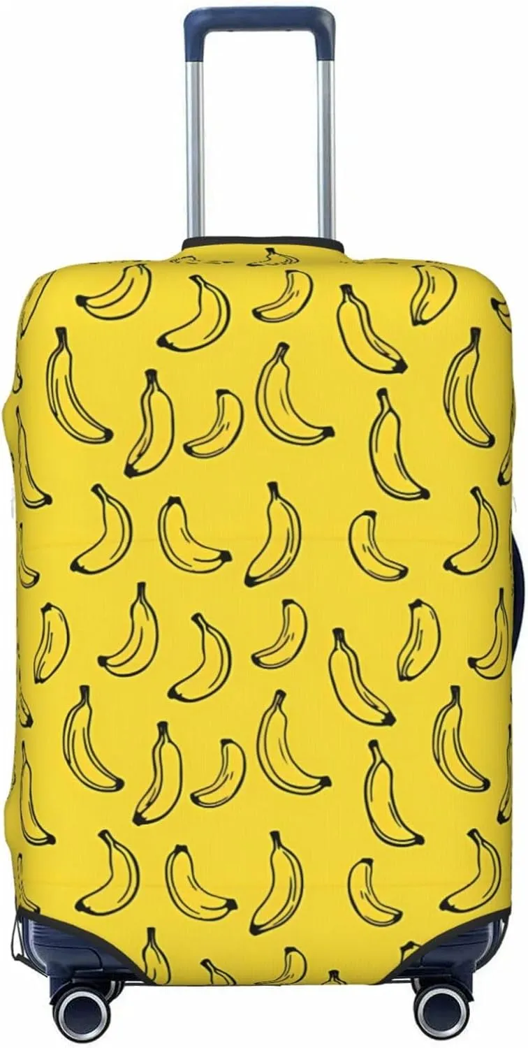 Travel Luggage Cover Suitcase Elastic Washable Stretch Banana Yellow Suitcase Protector Bag,Anti-Scratch Spandex Double-Sided Baggage Covers For Wheeled Suitcase Kid Adult