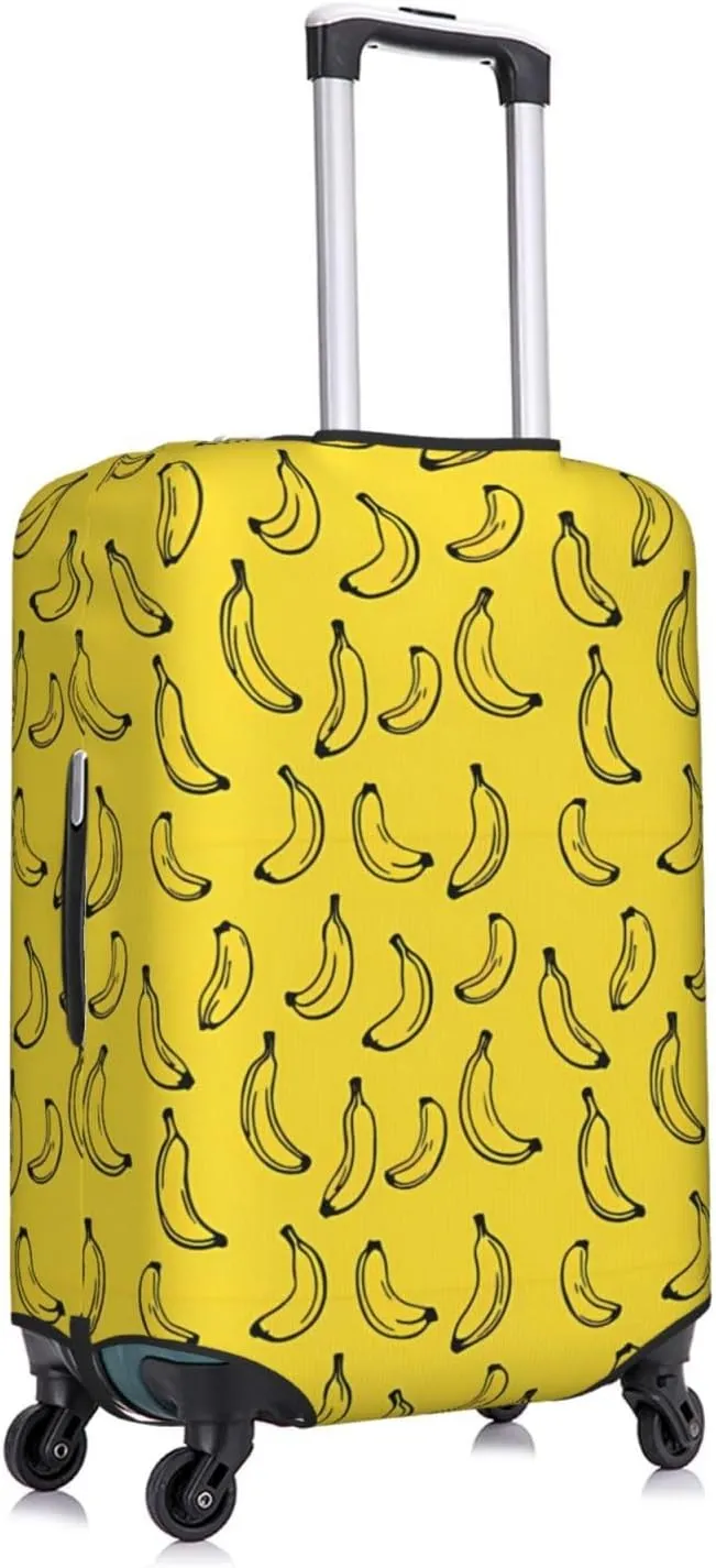 Travel Luggage Cover Suitcase Elastic Washable Stretch Banana Yellow Suitcase Protector Bag,Anti-Scratch Spandex Double-Sided Baggage Covers For Wheeled Suitcase Kid Adult