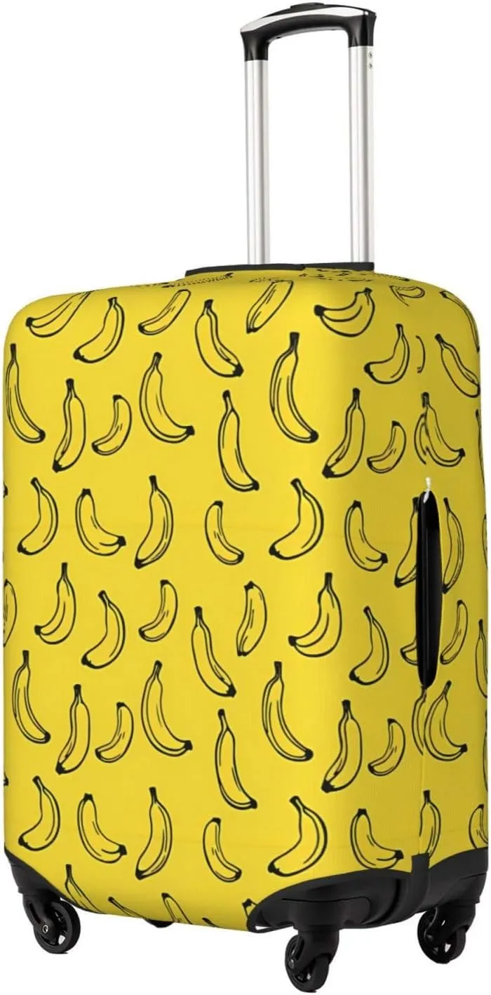 Travel Luggage Cover Suitcase Elastic Washable Stretch Banana Yellow Suitcase Protector Bag,Anti-Scratch Spandex Double-Sided Baggage Covers For Wheeled Suitcase Kid Adult