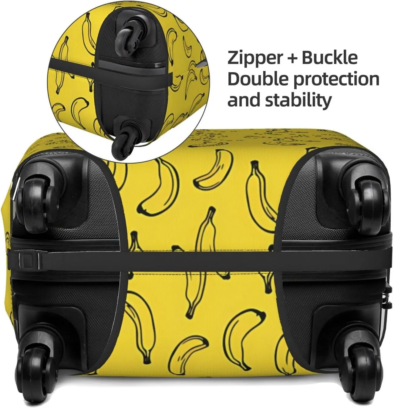 Travel Luggage Cover Suitcase Elastic Washable Stretch Banana Yellow Suitcase Protector Bag,Anti-Scratch Spandex Double-Sided Baggage Covers For Wheeled Suitcase Kid Adult