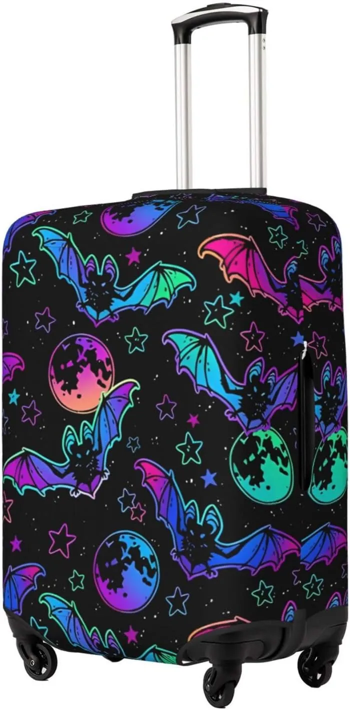 Travel Luggage Cover Suitcase Elastic Washable Stretch Bats And Moons Suitcase Protector Bag,Anti-Scratch Dust-Proof Double-Sided Baggage Covers For Wheeled Suitcase Kid Adult