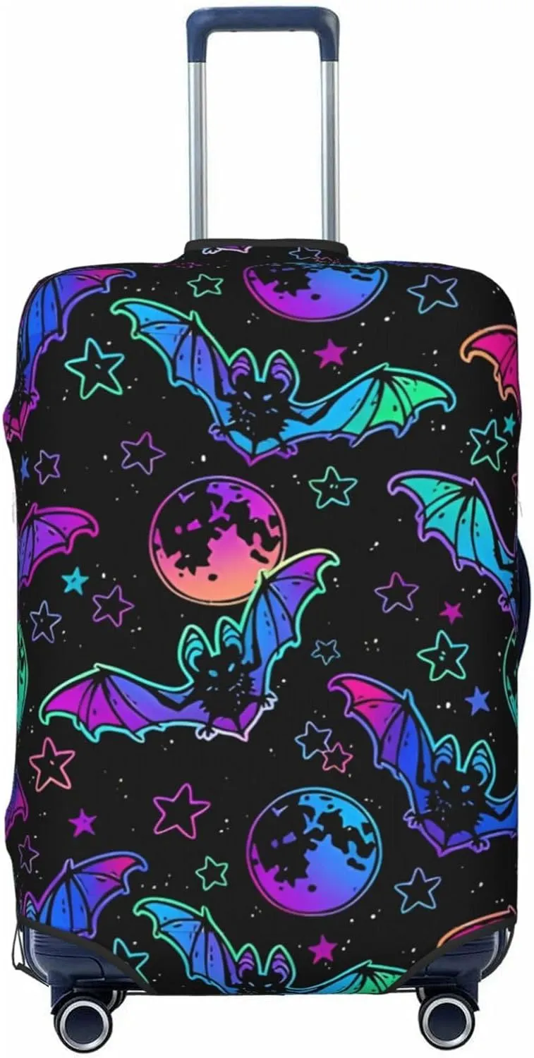 Travel Luggage Cover Suitcase Elastic Washable Stretch Bats And Moons Suitcase Protector Bag,Anti-Scratch Dust-Proof Double-Sided Baggage Covers For Wheeled Suitcase Kid Adult