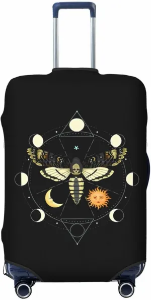 Travel Luggage Cover Suitcase Elastic Washable Stretch Boho Sun Moon Phase Moth Suitcase Protector Bag,Anti-Scratch Spandex With Zipper Closure Baggage Covers For Wheeled Suitcase Kid Adult