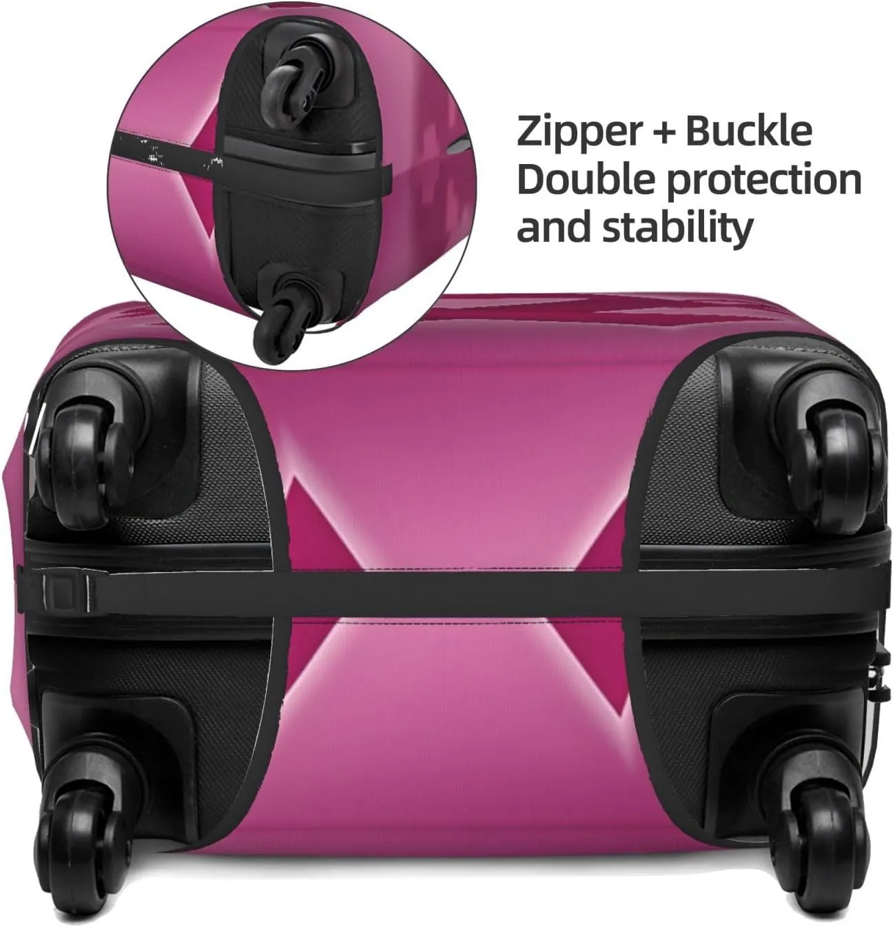 Travel Luggage Cover Suitcase Elastic Washable Stretch Breast Cancer Awareness Ribbon 2 Suitcase Protector Bag,Anti-Scratch Dust-Proof With Zipper Closure Baggage Covers For Wheeled Suitcase Kid Adult