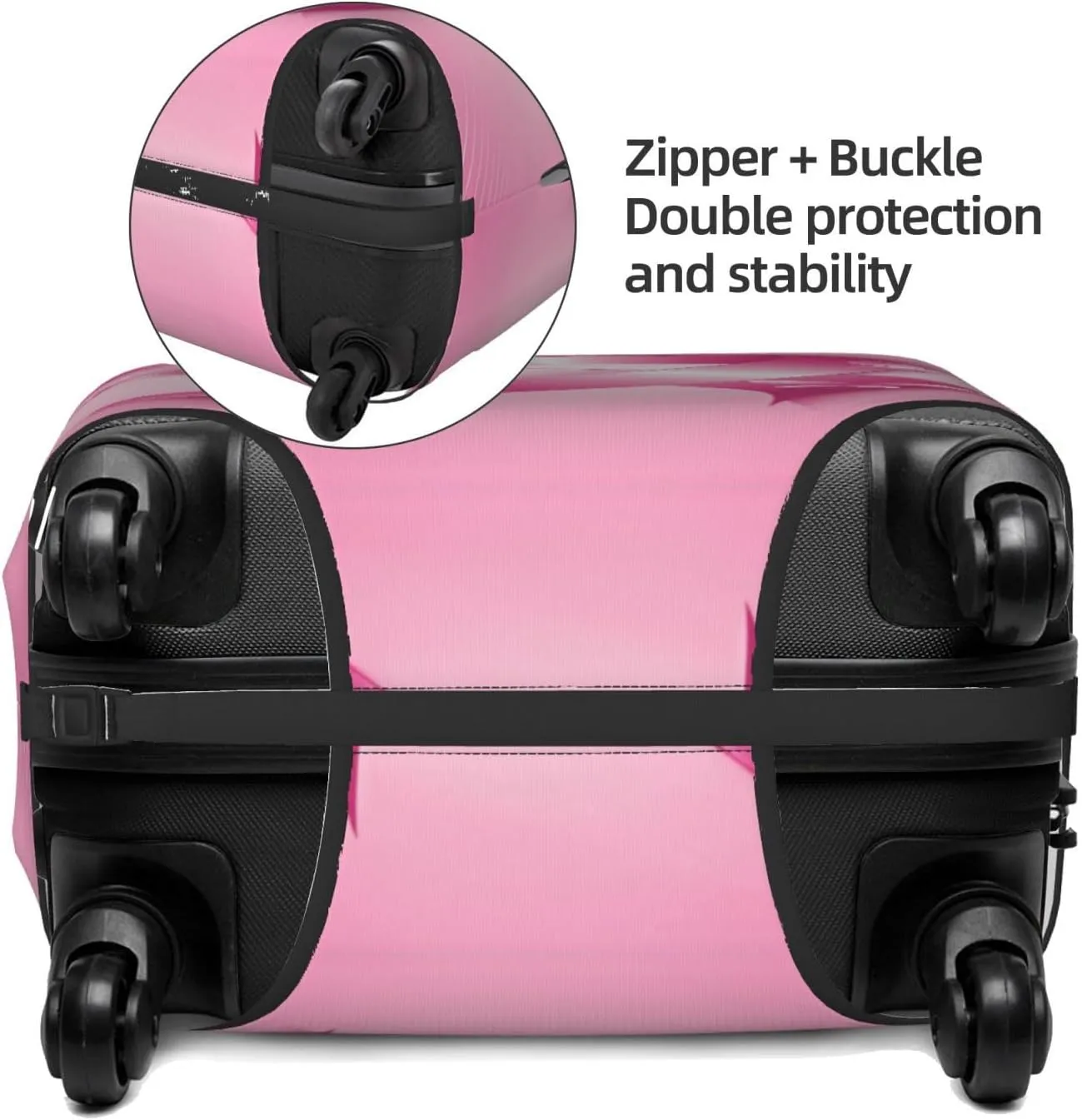 Travel Luggage Cover Suitcase Elastic Washable Stretch Breast Cancer Awareness Ribbon Suitcase Protector Bag,Anti-Scratch Dust-Proof Double-Sided Baggage Covers For Wheeled Suitcase Kid Adult