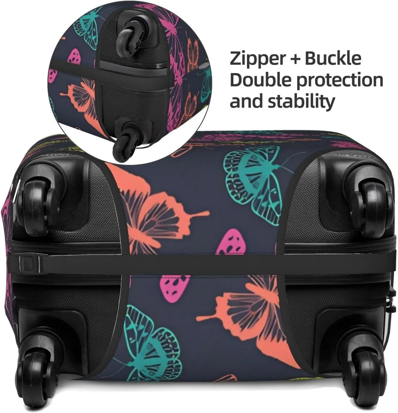 Travel Luggage Cover Suitcase Elastic Washable Stretch Butterflies Abstract Suitcase Protector Bag,Anti-Scratch Dust-Proof With Zipper Closure Baggage Covers For Wheeled Suitcase Kid Adult