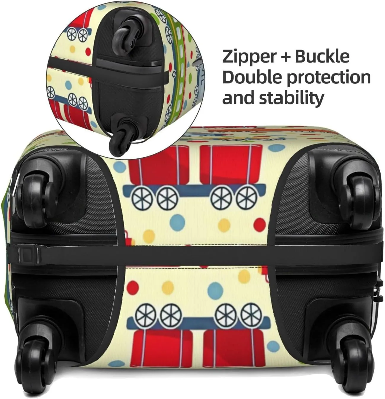 Travel Luggage Cover Suitcase Elastic Washable Stretch Cartoon Railroad Dotted Suitcase Protector Bag,Anti-Scratch Spandex With Zipper Closure Baggage Covers For Wheeled Suitcase Kid Adult