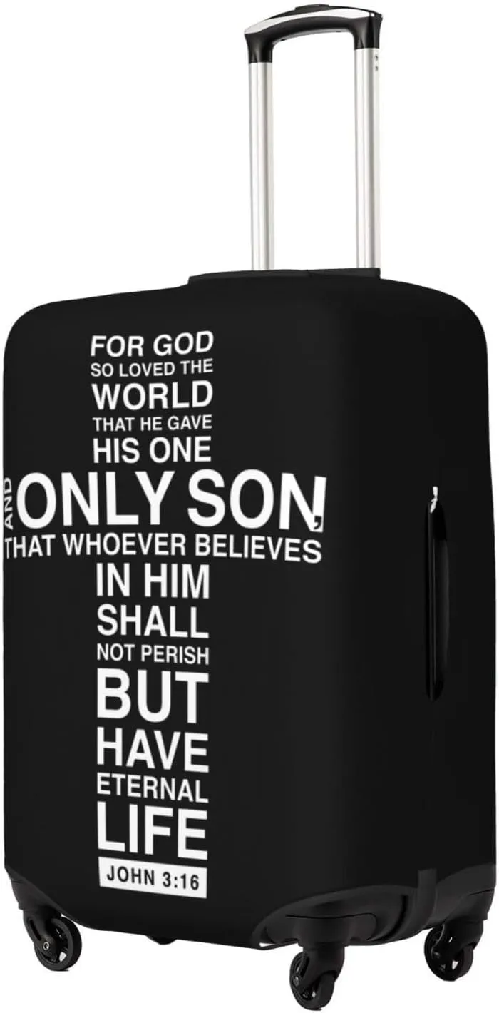 Travel Luggage Cover Suitcase Elastic Washable Stretch Christian Cross John 316 Suitcase Protector Bag,Anti-Scratch Spandex With Zipper Closure Baggage Covers For Wheeled Suitcase Kid Adult
