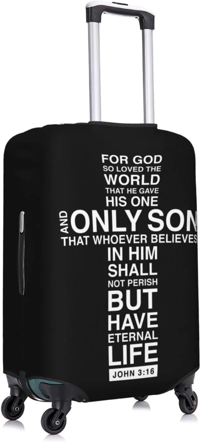 Travel Luggage Cover Suitcase Elastic Washable Stretch Christian Cross John 316 Suitcase Protector Bag,Anti-Scratch Spandex With Zipper Closure Baggage Covers For Wheeled Suitcase Kid Adult
