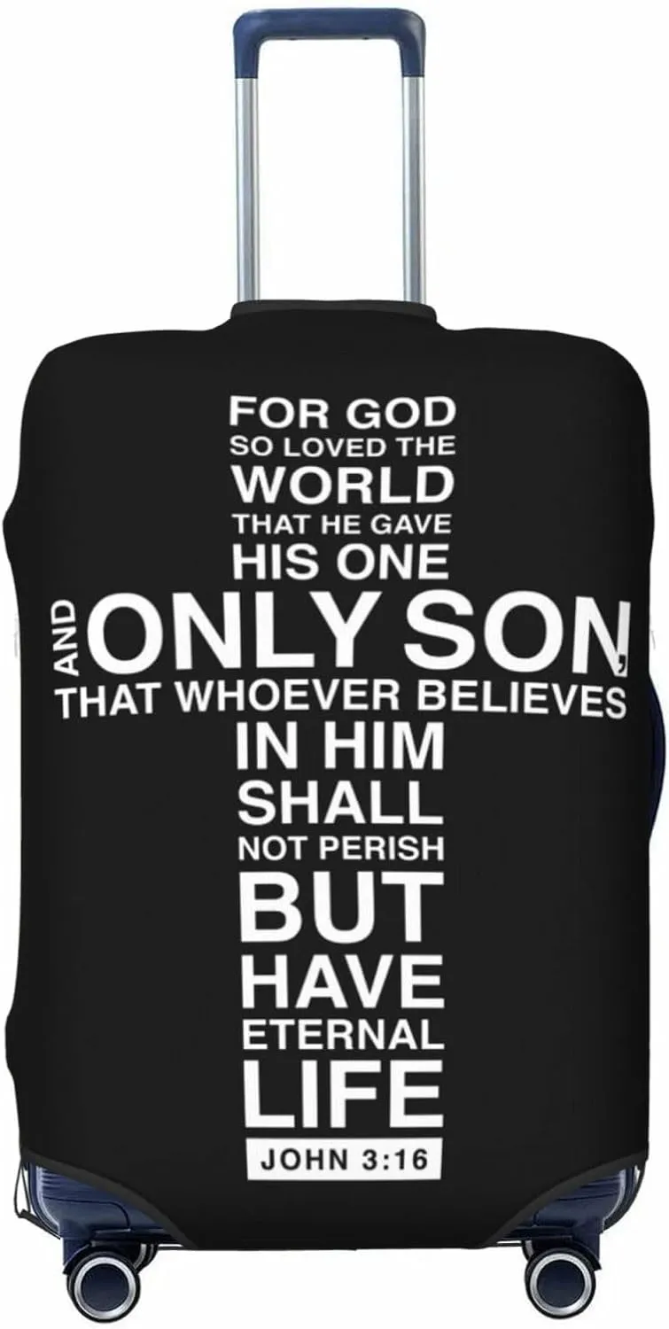 Travel Luggage Cover Suitcase Elastic Washable Stretch Christian Cross John 316 Suitcase Protector Bag,Anti-Scratch Spandex With Zipper Closure Baggage Covers For Wheeled Suitcase Kid Adult