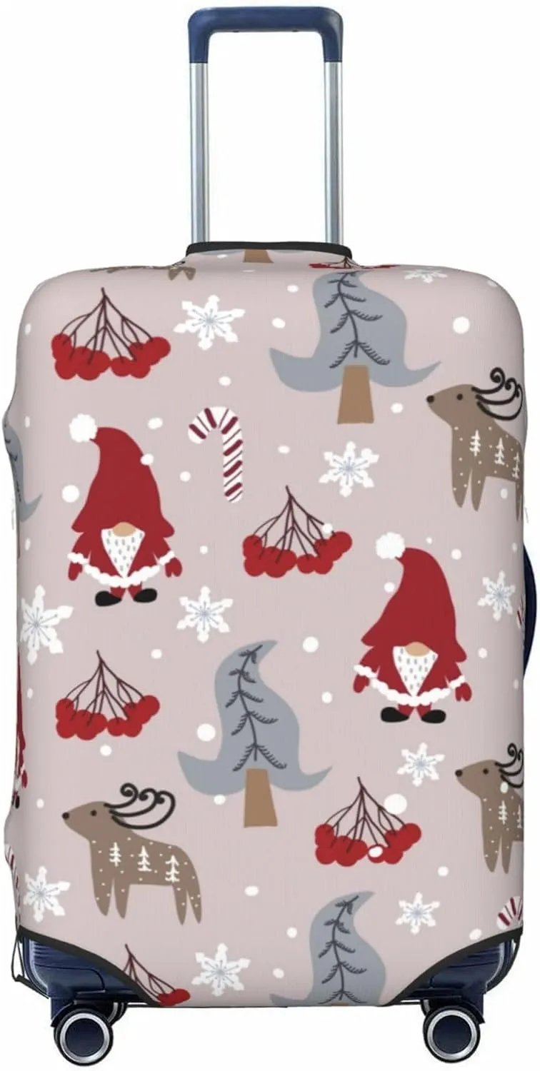 Travel Luggage Cover Suitcase Elastic Washable Stretch Christmas Santa Claus Xmas Reindeer Suitcase Protector Bag,Anti-Scratch Dust-Proof Double-Sided Baggage Covers For Wheeled Suitcase Kid Adult