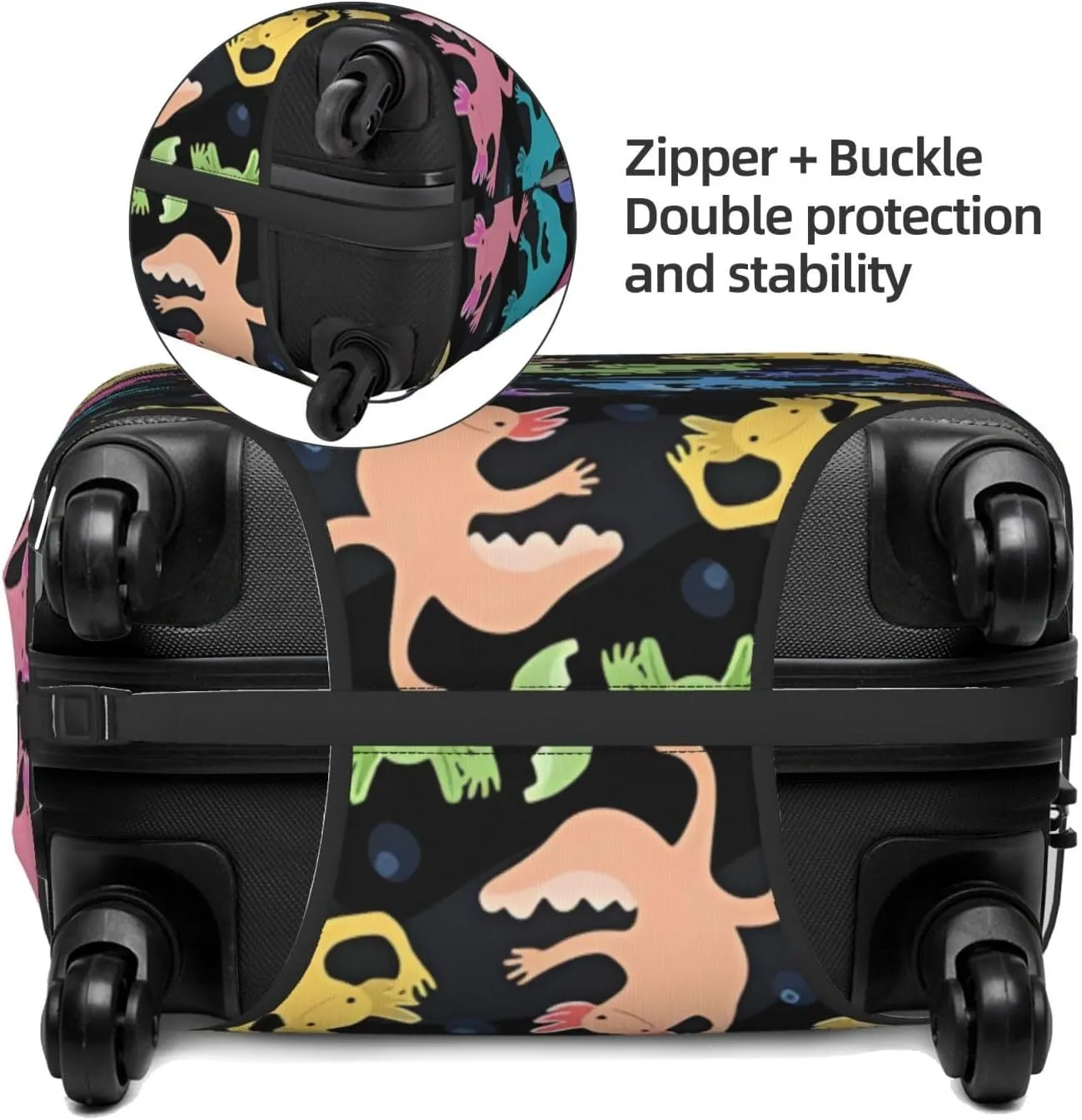 Travel Luggage Cover Suitcase Elastic Washable Stretch Colorful Axolotls Suitcase Protector Bag,Anti-Scratch Spandex Double-Sided Baggage Covers For Wheeled Suitcase Kid Adult