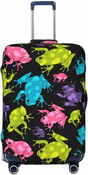 Travel Luggage Cover Suitcase Elastic Washable Stretch Colorful Frogs Suitcase Protector Bag,Anti-Scratch Spandex With Zipper Closure Baggage Covers For Wheeled Suitcase Kid Adult