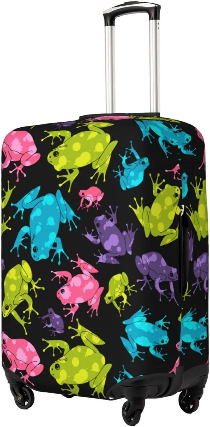 Travel Luggage Cover Suitcase Elastic Washable Stretch Colorful Frogs Suitcase Protector Bag,Anti-Scratch Spandex With Zipper Closure Baggage Covers For Wheeled Suitcase Kid Adult