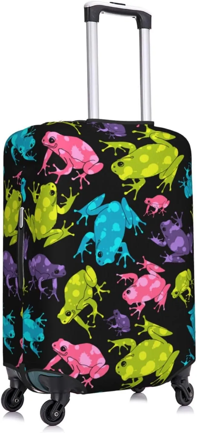 Travel Luggage Cover Suitcase Elastic Washable Stretch Colorful Frogs Suitcase Protector Bag,Anti-Scratch Spandex With Zipper Closure Baggage Covers For Wheeled Suitcase Kid Adult