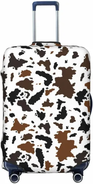 Travel Luggage Cover Suitcase Elastic Washable Stretch Cow Hide Cow Spots Print Suitcase Protector Bag,Anti-Scratch Spandex Double-Sided Baggage Covers For Wheeled Suitcase Kid Adult