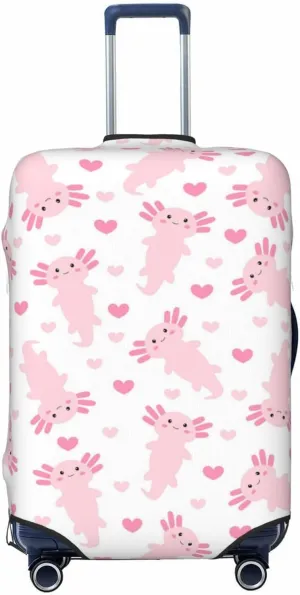 Travel Luggage Cover Suitcase Elastic Washable Stretch Cute Axolotl Hearts Suitcase Protector Bag,Anti-Scratch Dust-Proof With Zipper Closure Baggage Covers,X-Large