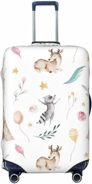 Travel Luggage Cover Suitcase Elastic Washable Stretch Cute Baby Raccoon Deer Bunny Animals Suitcase Protector Bag,Anti-Scratch Dust-Proof With Zipper Closure Baggage Covers,Medium