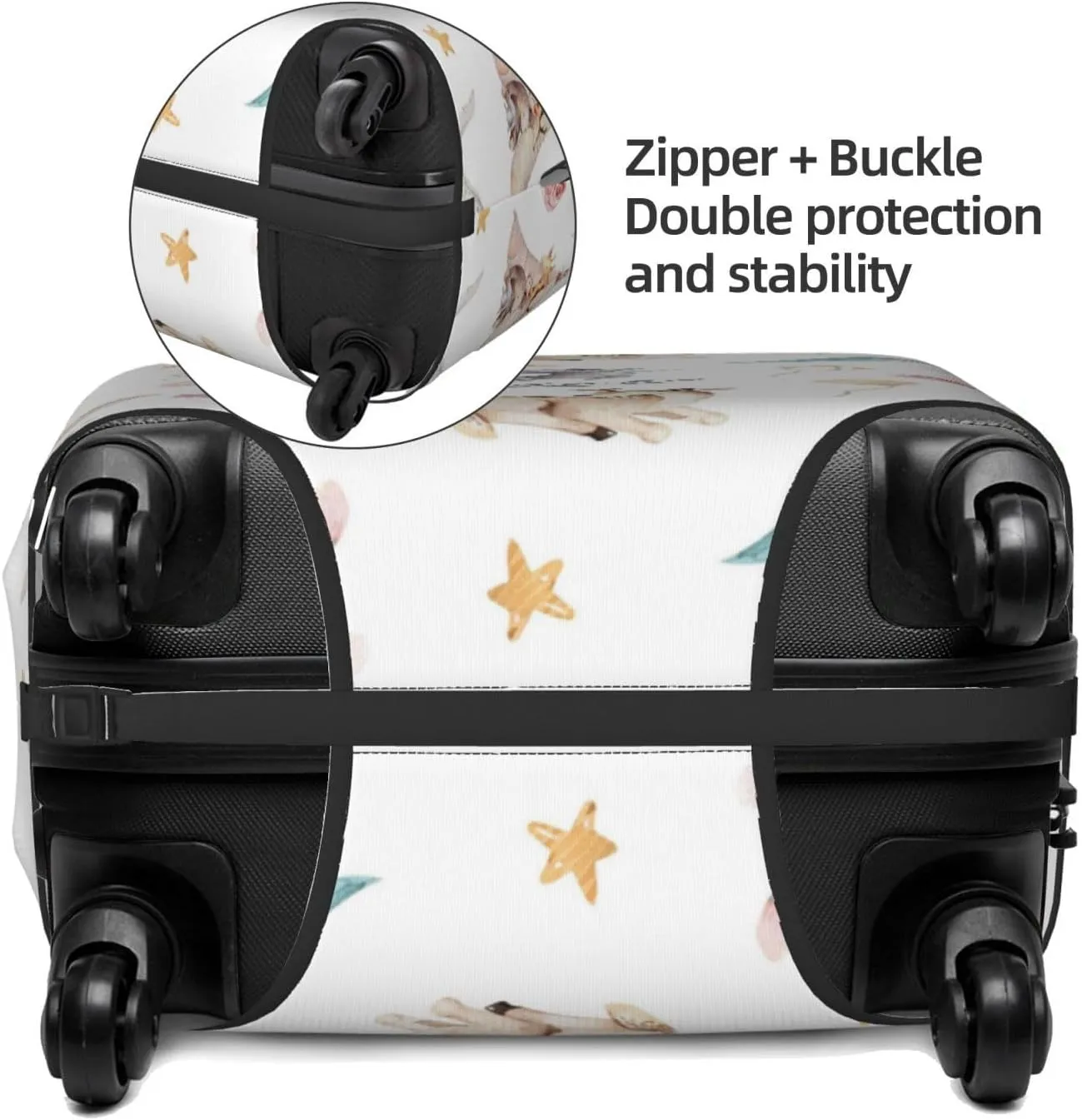 Travel Luggage Cover Suitcase Elastic Washable Stretch Cute Baby Raccoon Deer Bunny Animals Suitcase Protector Bag,Anti-Scratch Dust-Proof With Zipper Closure Baggage Covers,Medium