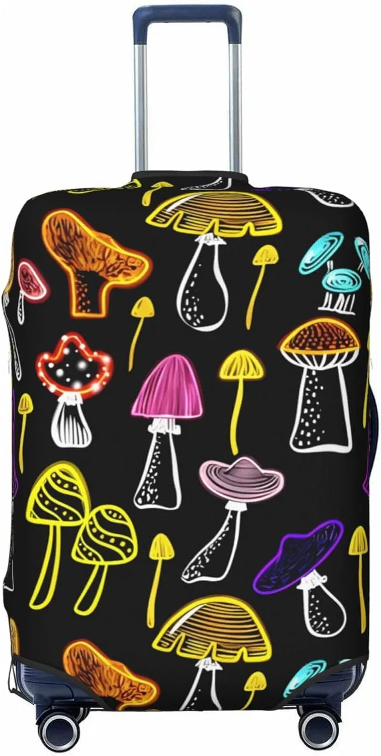Travel Luggage Cover Suitcase Elastic Washable Stretch Cute Bright Mushrooms Suitcase Protector Bag,Anti-Scratch Spandex With Zipper Closure Baggage Covers For Wheeled Suitcase Kid Adult