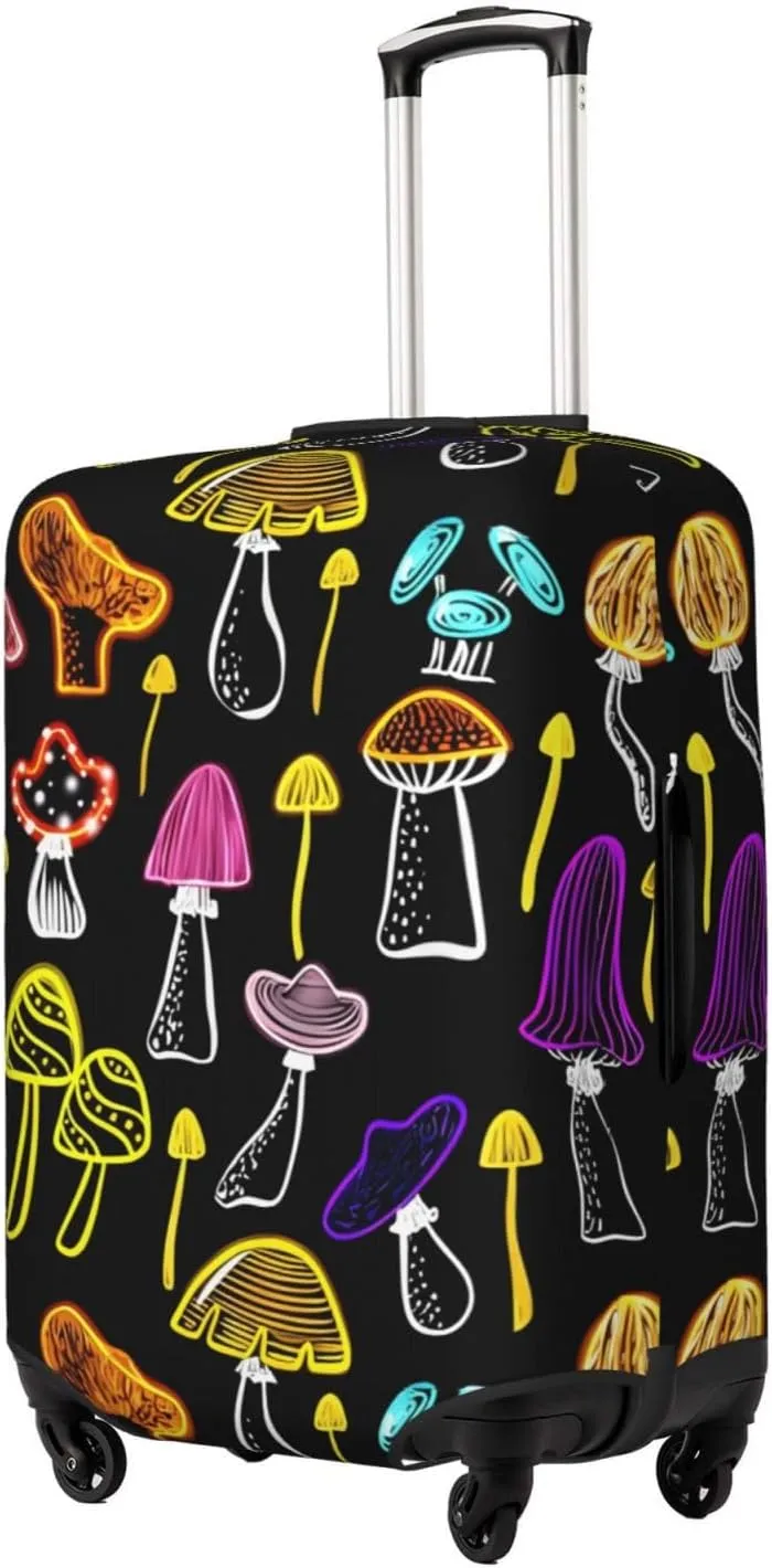Travel Luggage Cover Suitcase Elastic Washable Stretch Cute Bright Mushrooms Suitcase Protector Bag,Anti-Scratch Spandex With Zipper Closure Baggage Covers For Wheeled Suitcase Kid Adult