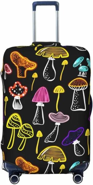 Travel Luggage Cover Suitcase Elastic Washable Stretch Cute Bright Mushrooms Suitcase Protector Bag,Anti-Scratch Spandex With Zipper Closure Baggage Covers For Wheeled Suitcase Kid Adult
