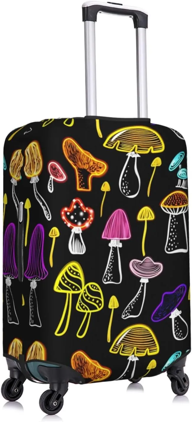 Travel Luggage Cover Suitcase Elastic Washable Stretch Cute Bright Mushrooms Suitcase Protector Bag,Anti-Scratch Spandex With Zipper Closure Baggage Covers For Wheeled Suitcase Kid Adult