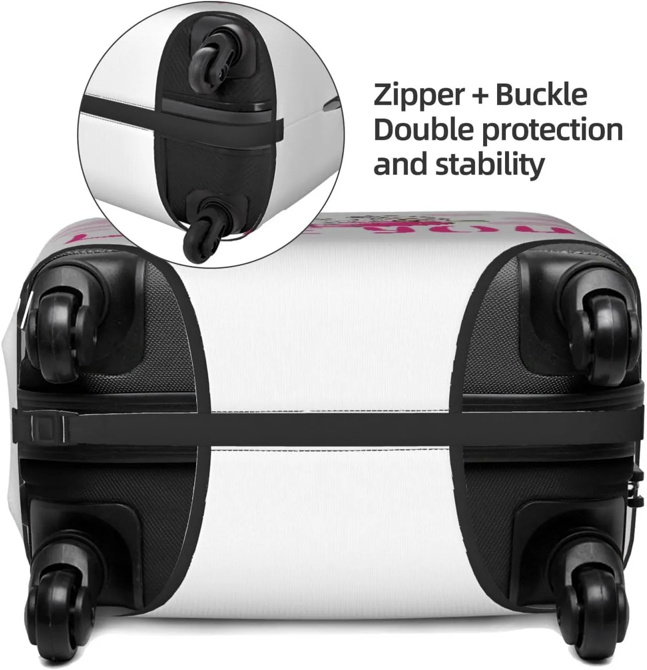Travel Luggage Cover Suitcase Elastic Washable Stretch Cute Bunny Pink Hearts Love You Suitcase Protector Bag,Anti-Scratch Spandex Double-Sided Baggage Covers,X-Large