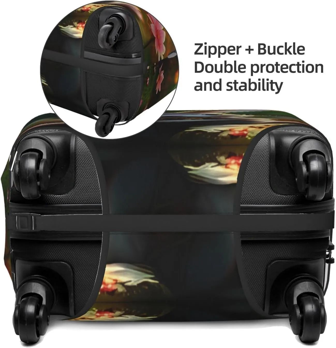 Travel Luggage Cover Suitcase Elastic Washable Stretch Cute Bunny Rabbit Suitcase Protector Bag,Anti-Scratch Dust-Proof Double-Sided Baggage Covers For Wheeled Suitcase Kid Adult