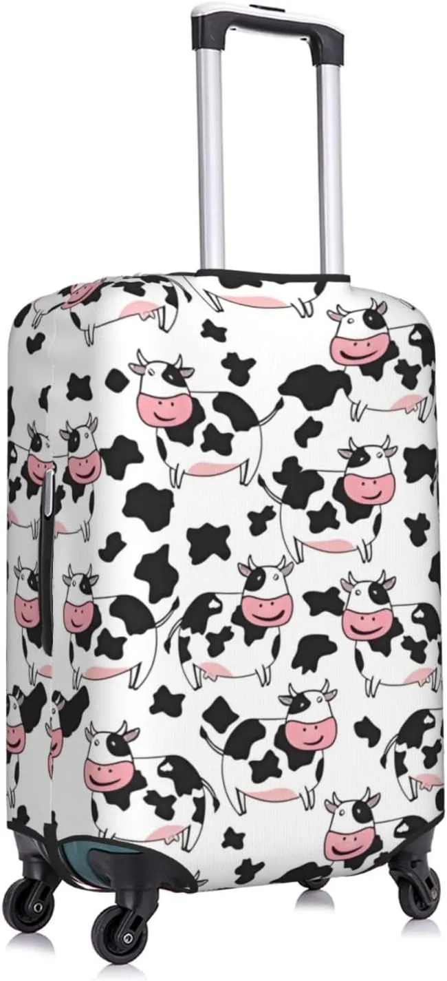 Travel Luggage Cover Suitcase Elastic Washable Stretch Cute Cow Farm Animals Suitcase Protector Bag,Anti-Scratch Spandex With Zipper Closure Baggage Covers For Wheeled Suitcase Kid Adult,Medium