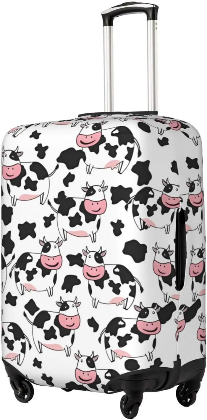 Travel Luggage Cover Suitcase Elastic Washable Stretch Cute Cow Farm Animals Suitcase Protector Bag,Anti-Scratch Spandex With Zipper Closure Baggage Covers For Wheeled Suitcase Kid Adult,Medium
