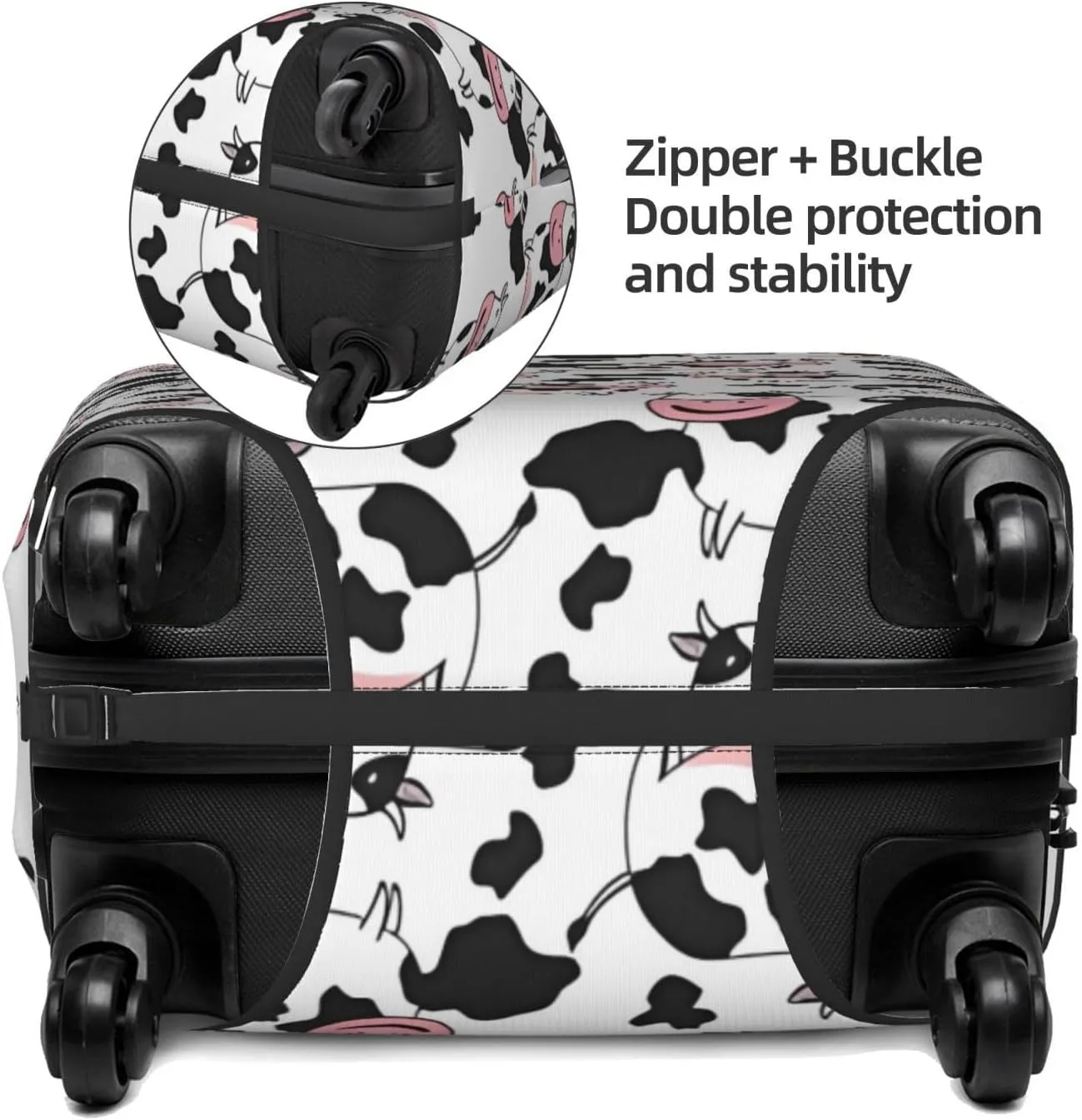 Travel Luggage Cover Suitcase Elastic Washable Stretch Cute Cow Farm Animals Suitcase Protector Bag,Anti-Scratch Spandex With Zipper Closure Baggage Covers For Wheeled Suitcase Kid Adult,Medium