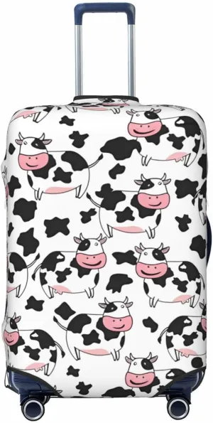 Travel Luggage Cover Suitcase Elastic Washable Stretch Cute Cow Farm Animals Suitcase Protector Bag,Anti-Scratch Spandex With Zipper Closure Baggage Covers For Wheeled Suitcase Kid Adult,Medium