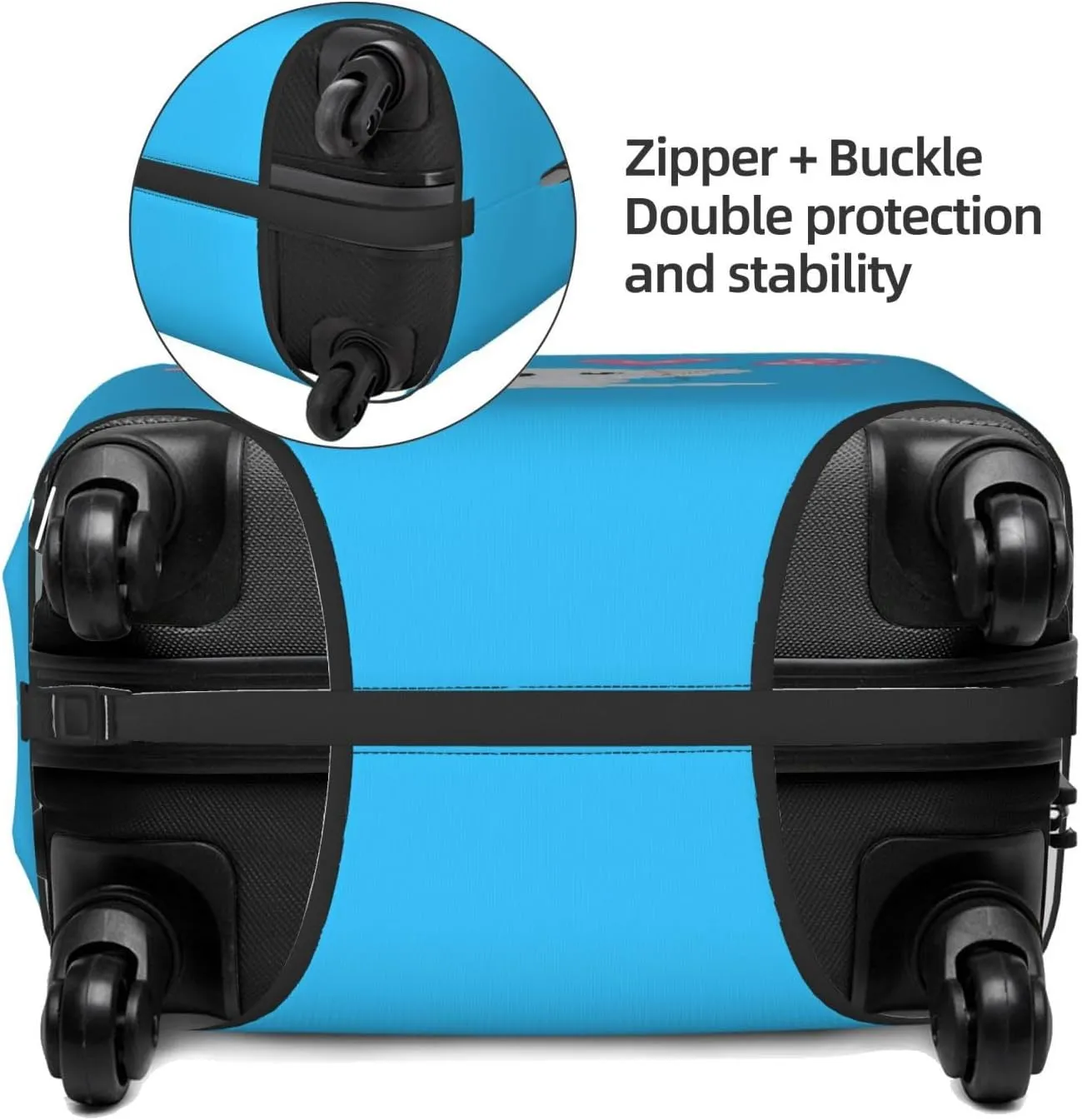 Travel Luggage Cover Suitcase Elastic Washable Stretch Cute Koala Holding Love Balloon Blue Suitcase Protector Bag,Anti-Scratch Spandex With Zipper Closure Baggage Covers,Large