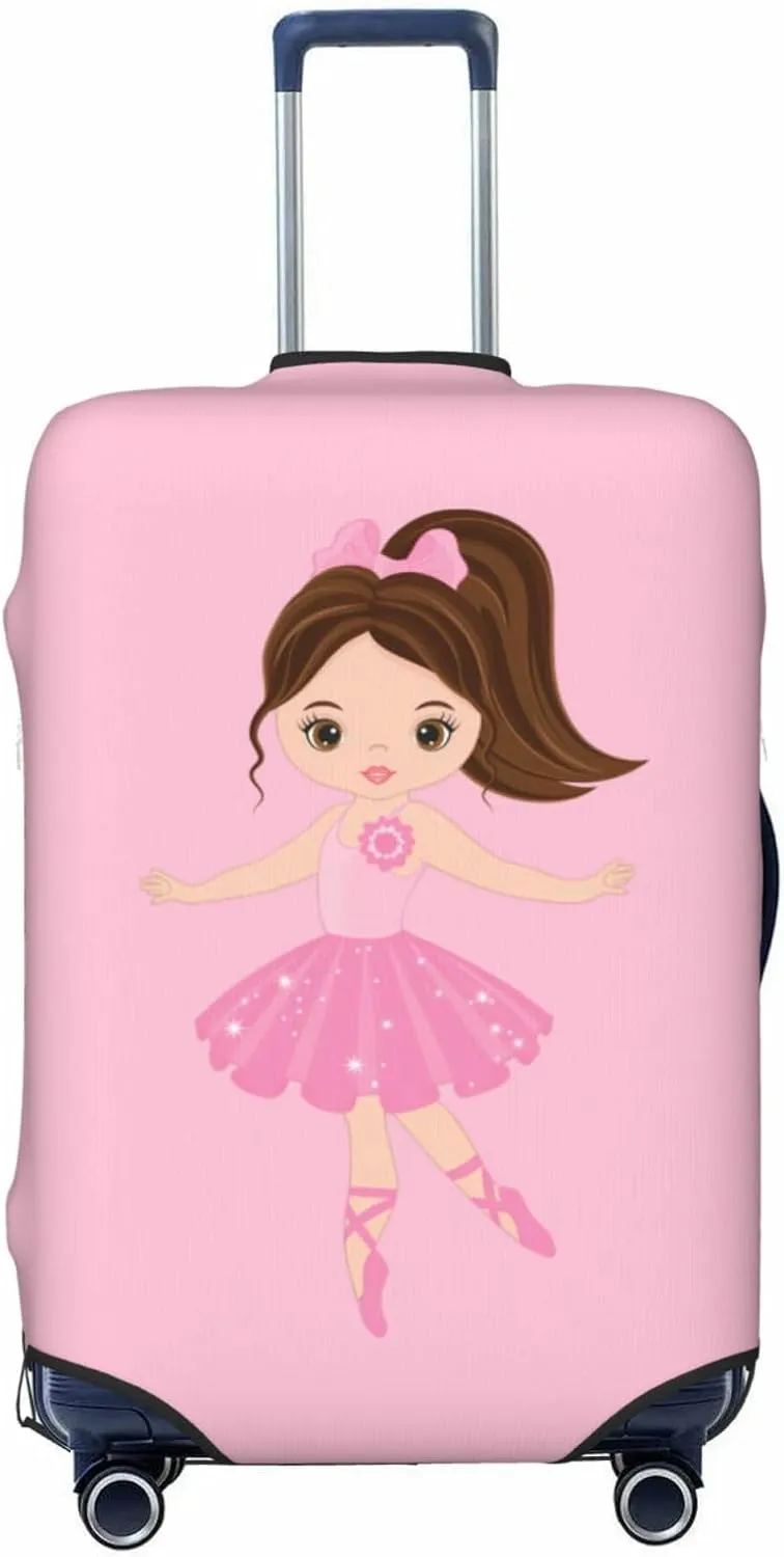 Travel Luggage Cover Suitcase Elastic Washable Stretch Cute Little Ballerina Girl Dancing Suitcase Protector Bag,Anti-Scratch Spandex With Zipper Closure Baggage Covers For Wheeled Suitcase Kid Adult