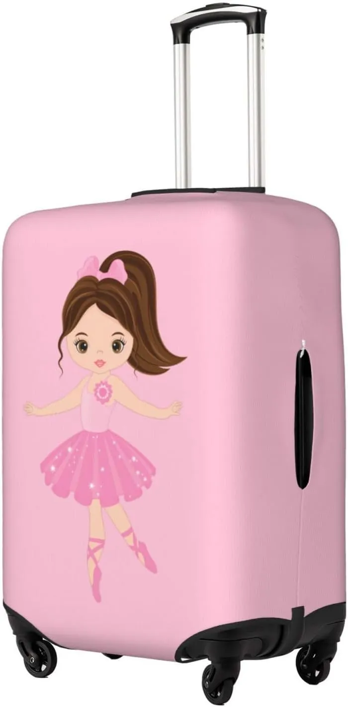 Travel Luggage Cover Suitcase Elastic Washable Stretch Cute Little Ballerina Girl Dancing Suitcase Protector Bag,Anti-Scratch Spandex With Zipper Closure Baggage Covers For Wheeled Suitcase Kid Adult