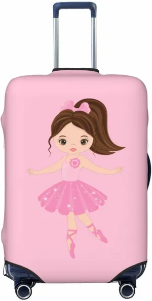 Travel Luggage Cover Suitcase Elastic Washable Stretch Cute Little Ballerina Girl Dancing Suitcase Protector Bag,Anti-Scratch Spandex With Zipper Closure Baggage Covers For Wheeled Suitcase Kid Adult